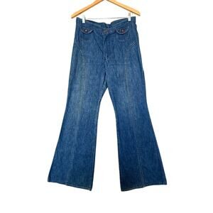 VTG Wranglers 70s Flare Jeans Womens 14 Juniors 15/16 Blue Denim Festival Boho